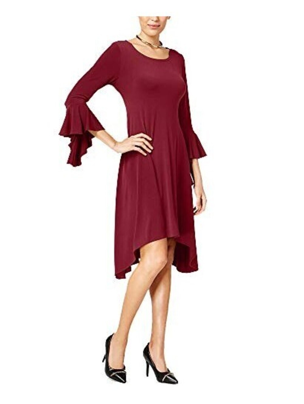 Alfani Womens Asymmetrical Bell Sleeve Dress Size 4